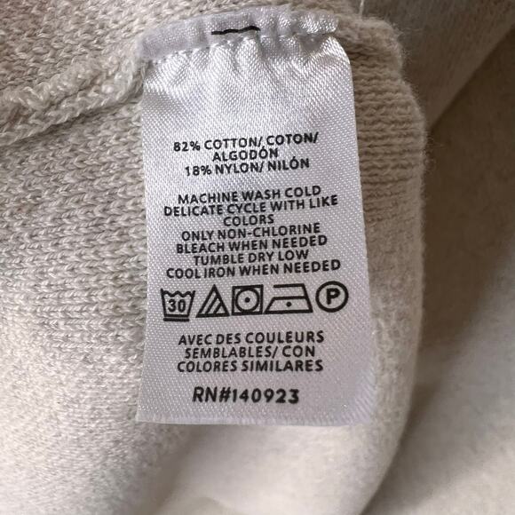 Loft Cardigan Womens Size Medium Oatmeal Open Knit Cotton Blend Pockets - Picture 13 of 15